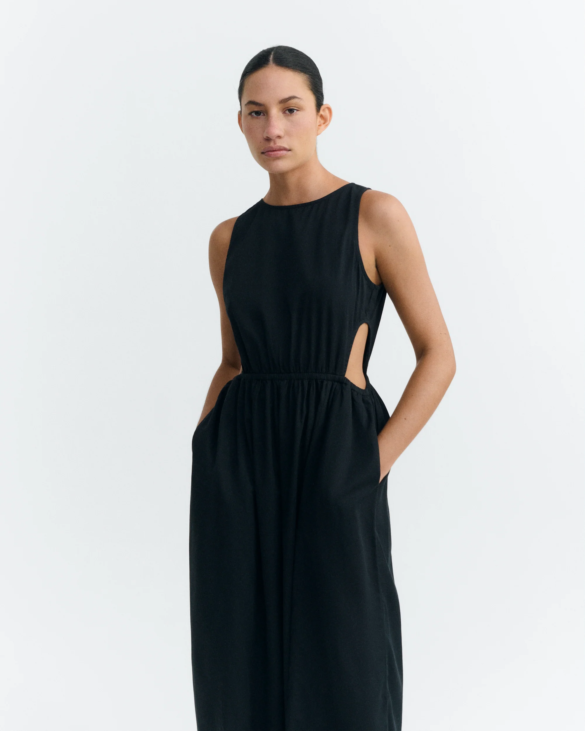 Vestido midi negro Kin - Image 3