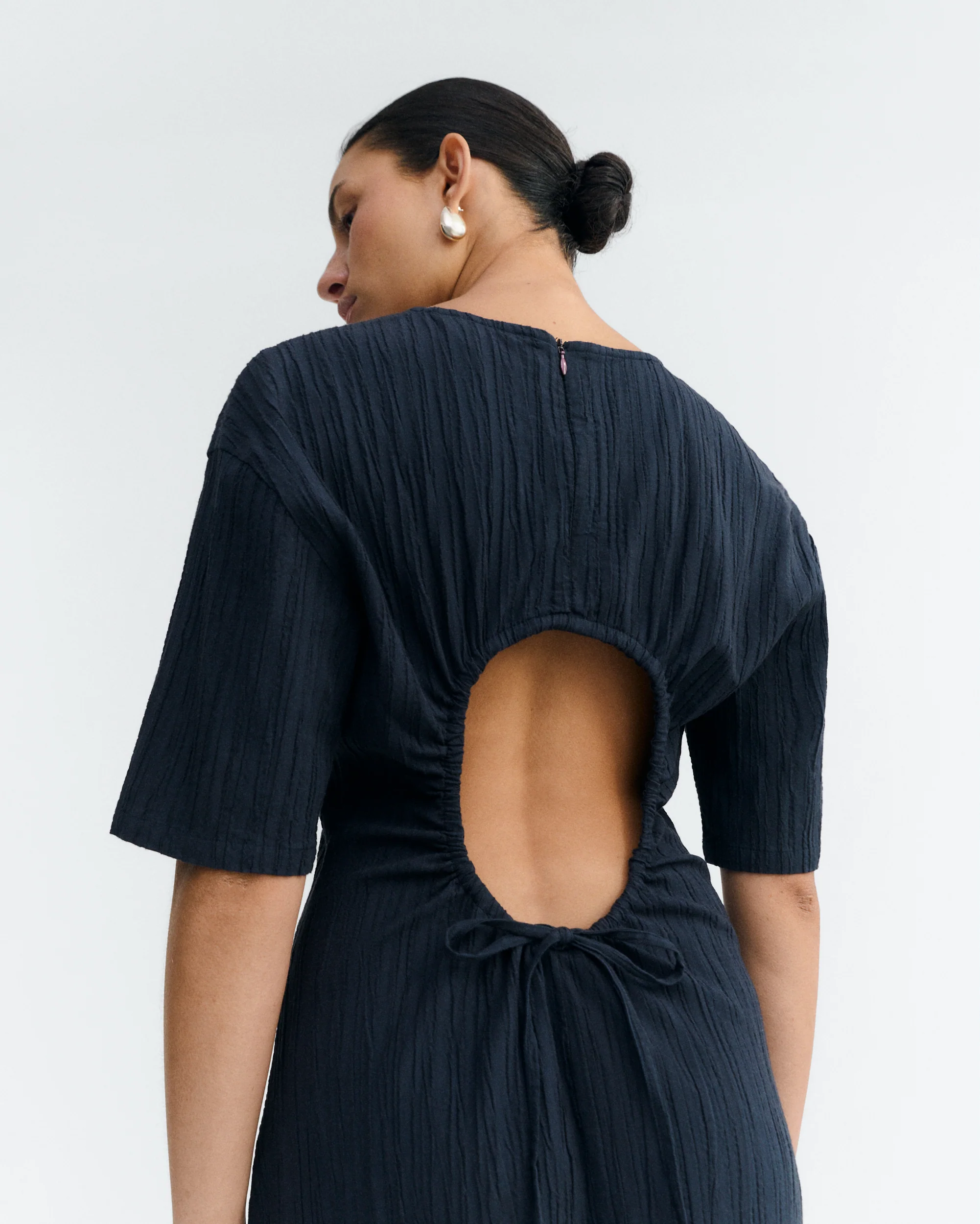 Vestido largo popcorn abertura espalda Kina - Image 5