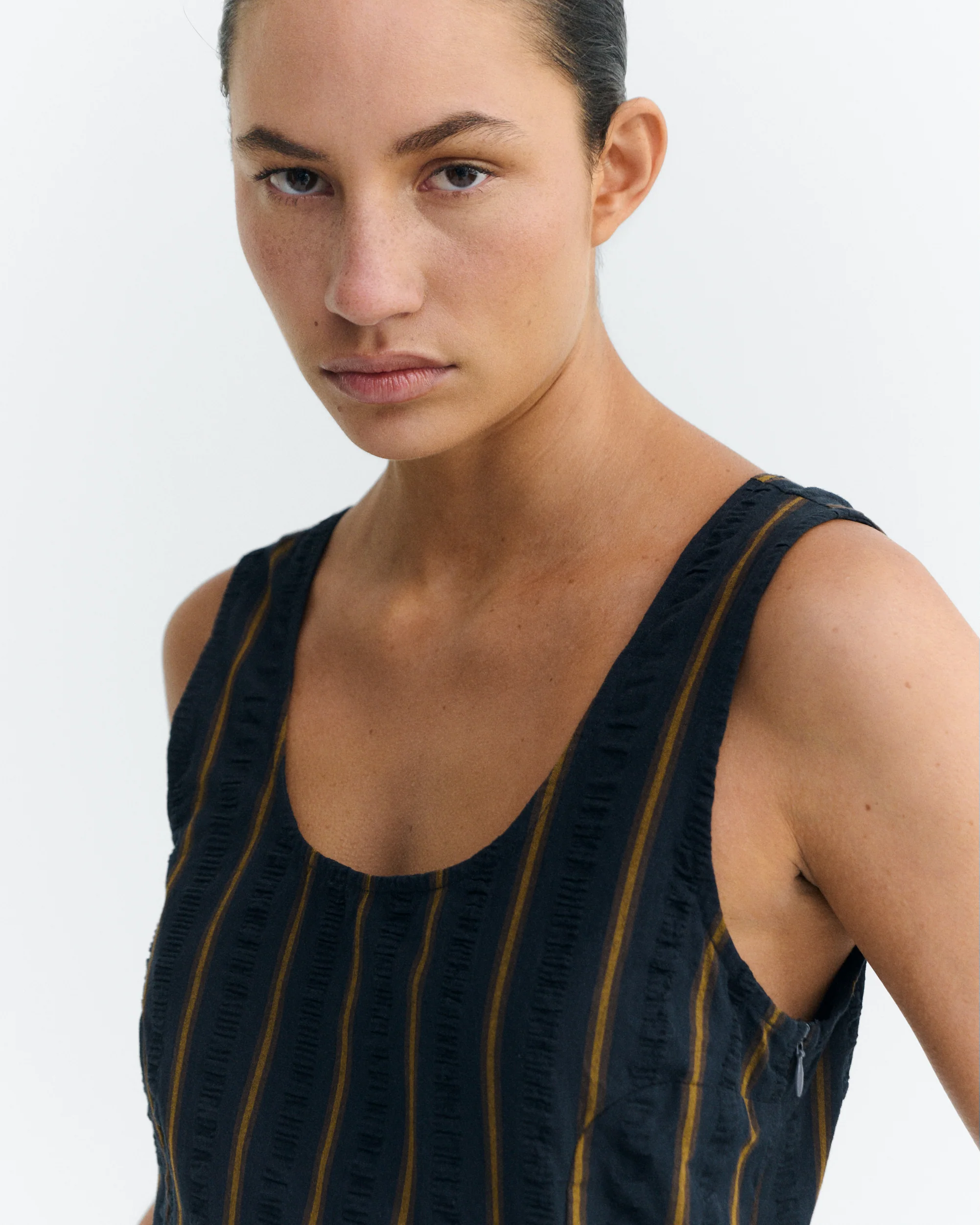 Mono seersucker rayas Raflesia - Image 4